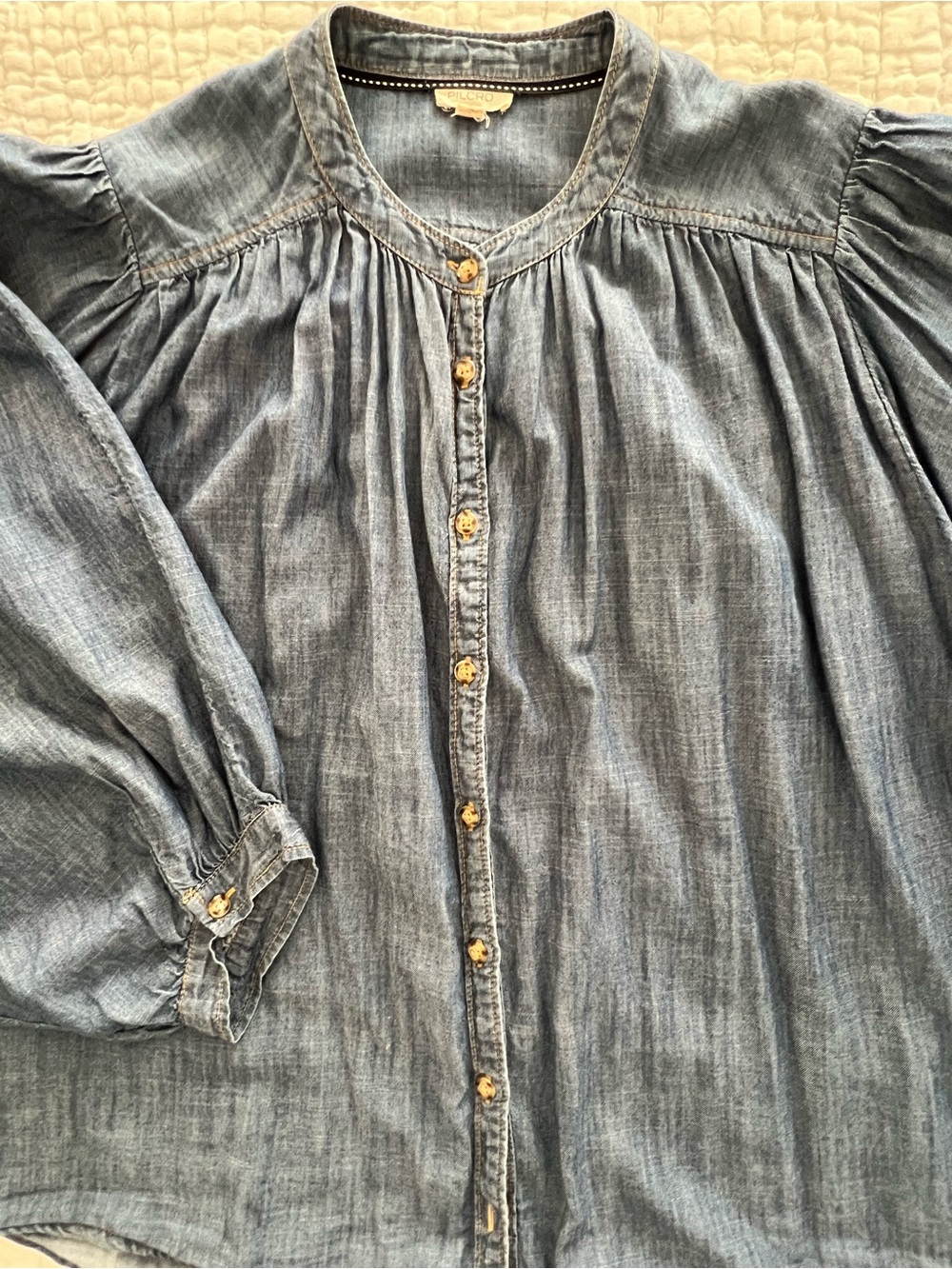 PILCRO Chambray Sidney Blouse from Anthropologie M